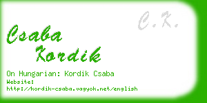 csaba kordik business card